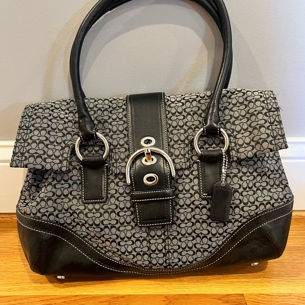 Coach Signature Canvas and Leather Satchel - Black/Gray -Like New